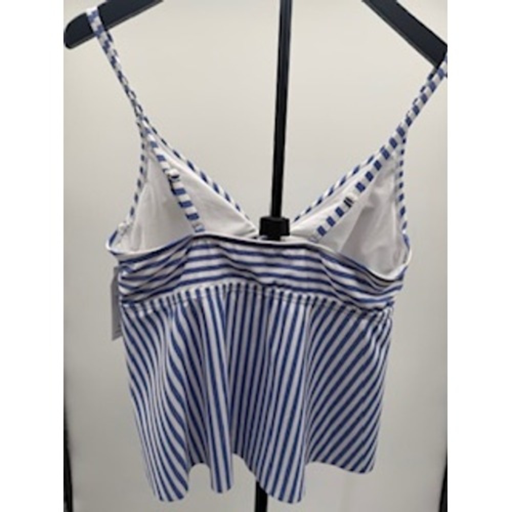 Time and Tru Womens Blue White Striped Tankini Swim Top Size L 12-14‎ NWT - Picture 4 of 4
